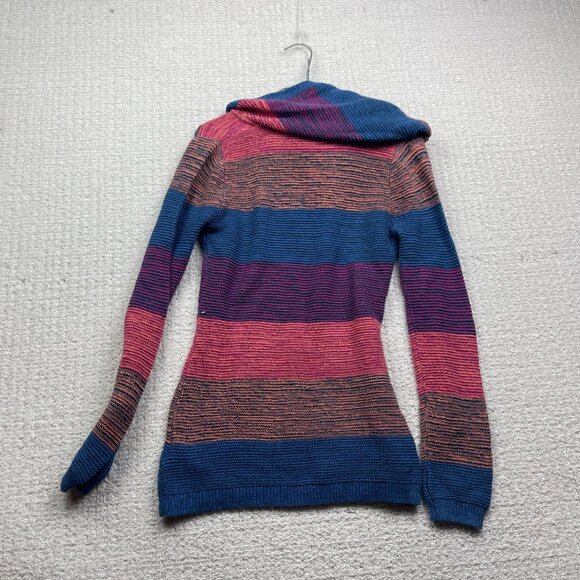 Y2K Roxy Surf Hoodie Boho Multicolor Striped Knit Women Sz M Skater Goth Emo - Picture 9 of 12